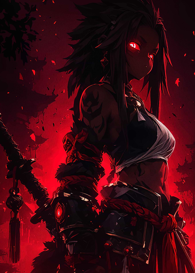 Anime Warrior Woman in Red