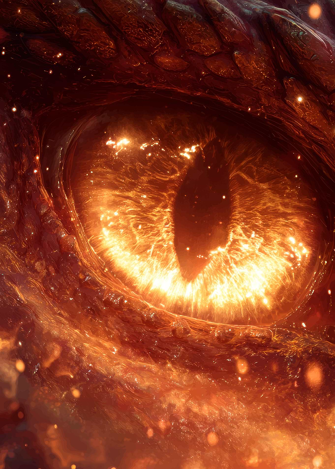 Dragon's Fiery Eye Close-Up
