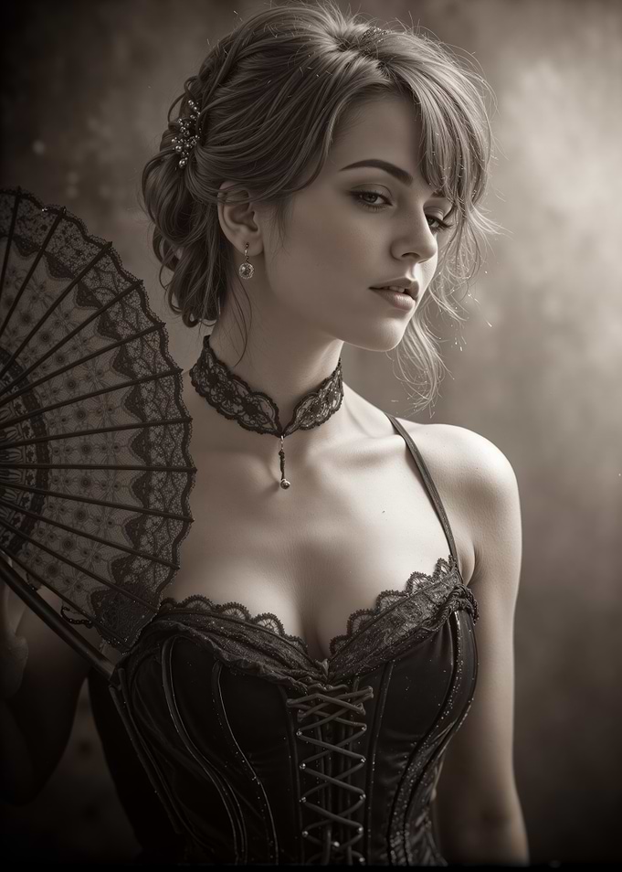Victorian Woman with Lace Fan