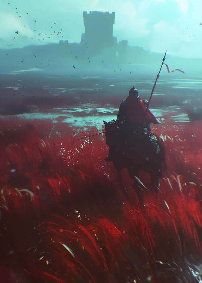 Knight on Horseback near Castle
