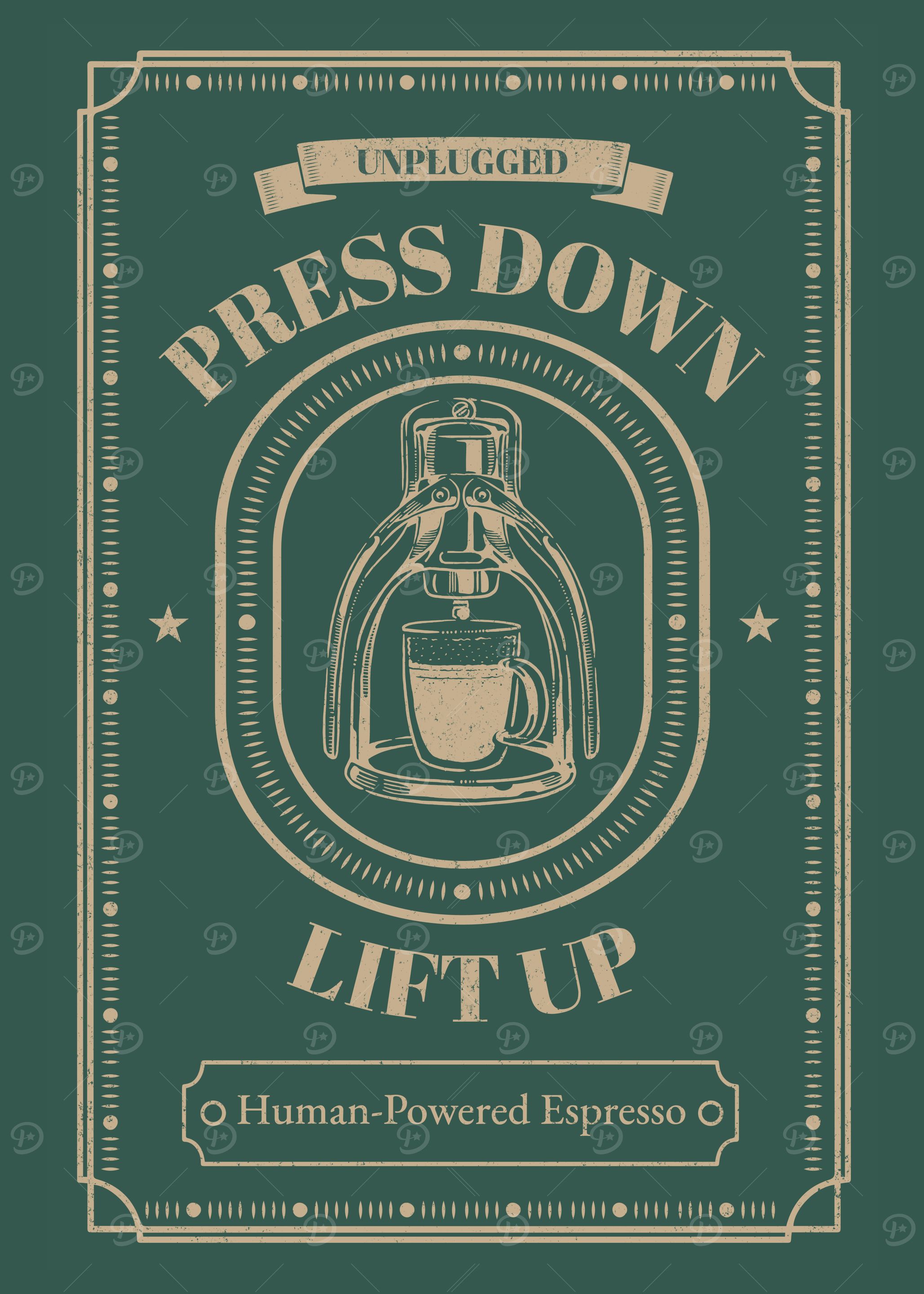 Lever Espresso Vintage Coffee Poster