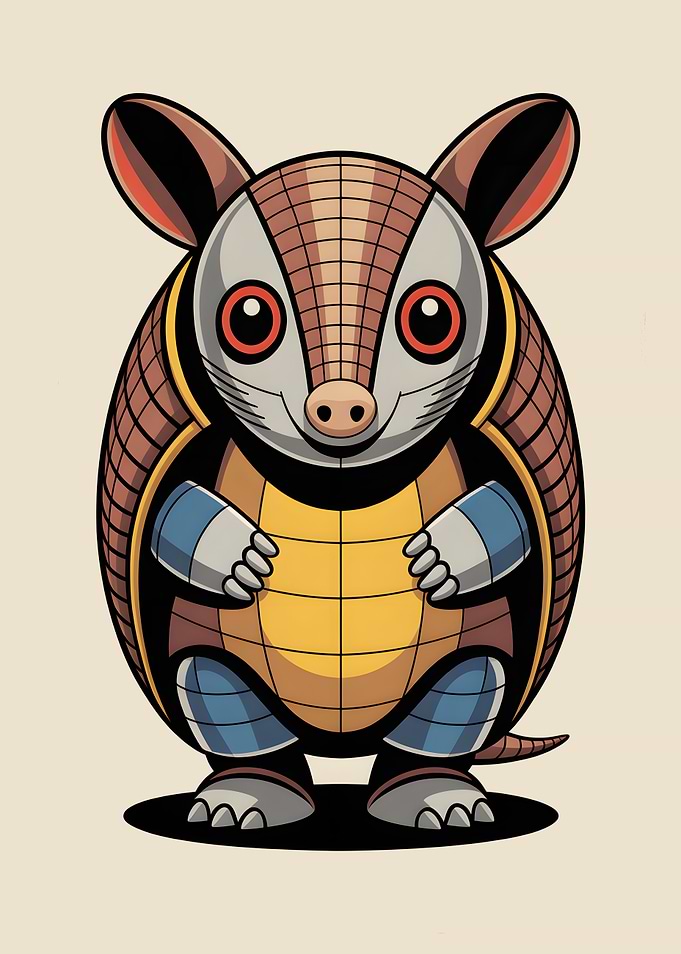 Bauhaus style Robotic Armadillo Illustration