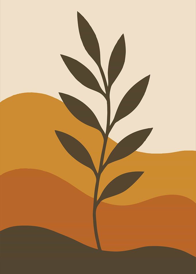 Minimalist Plant Art with Earth Tones