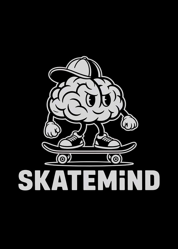 Funny Skateboard Cartoon Brain