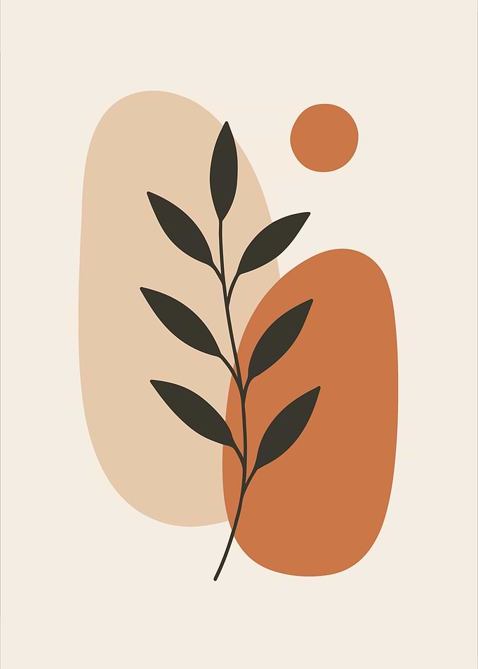 Minimalist Botanical Art with Abstract Shapes