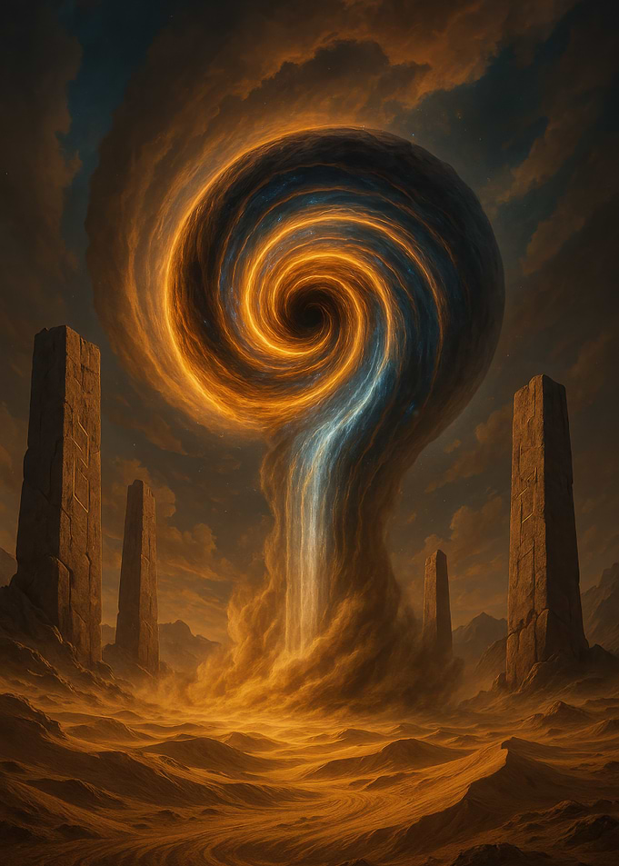 Mystical Portal in Desert Landscape