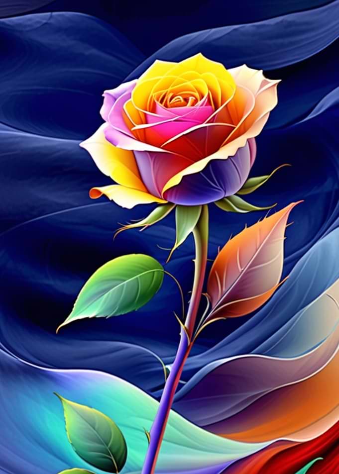 Colorful Rose on Abstract Background