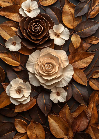 Floral arrangement with roses and leaves