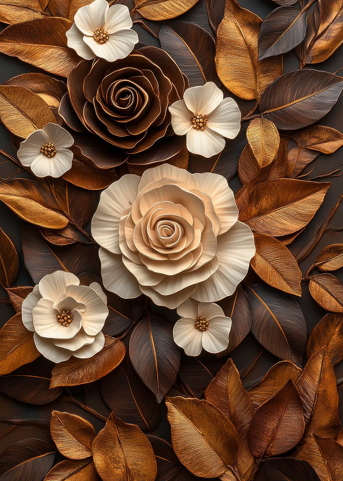 Floral arrangement with roses and leaves