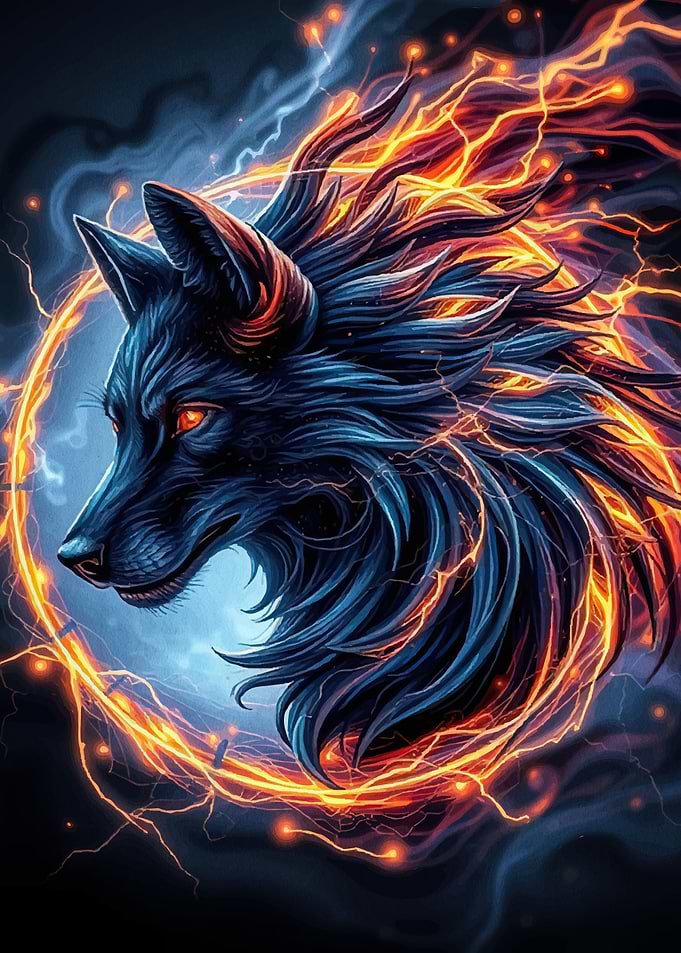 Electric Wolf Portrait Animal