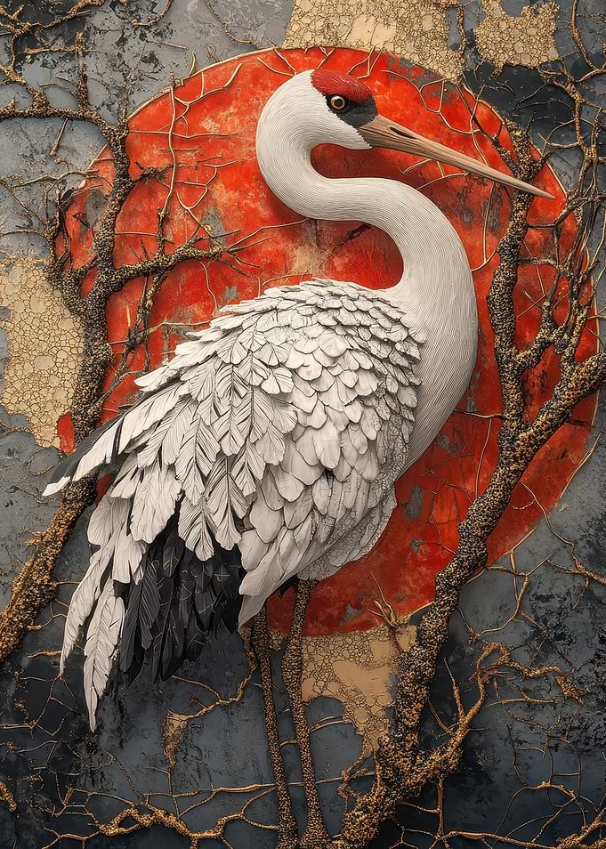 Elegant Crane Sun Backdrop