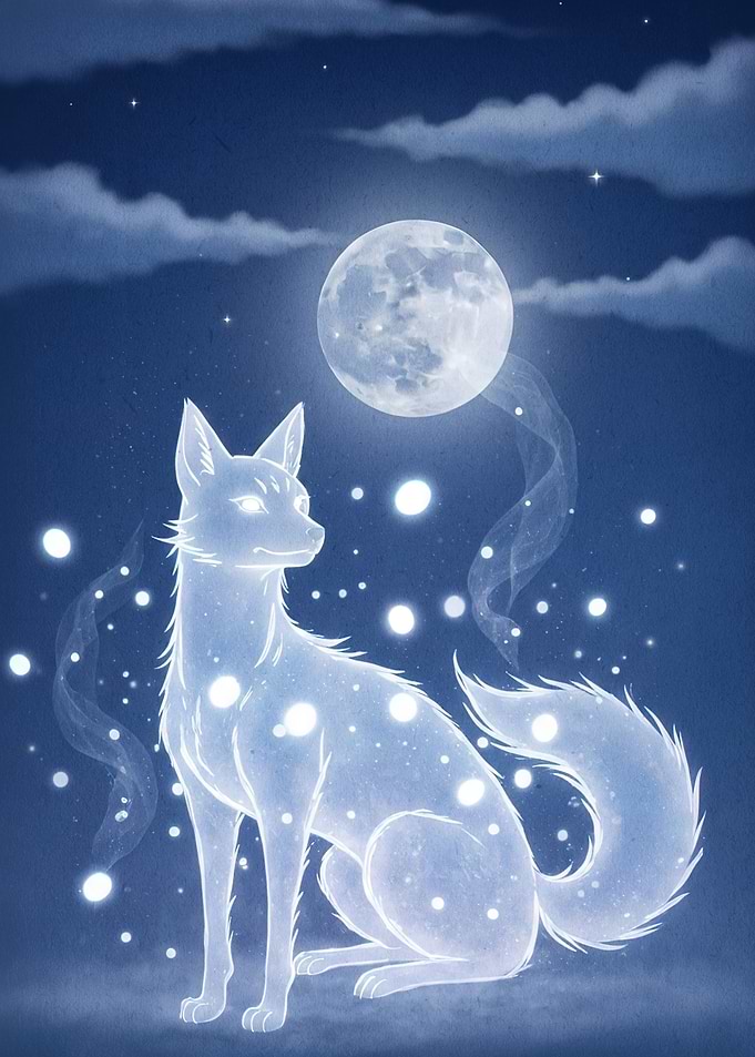 Celestial Fox Under Moonlight