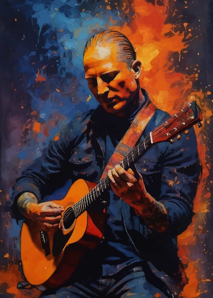 Corey Taylor in Blue Shirt Painting