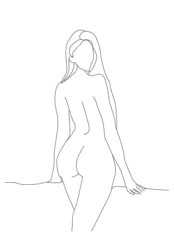 Minimalist Line Art: Woman's Back View