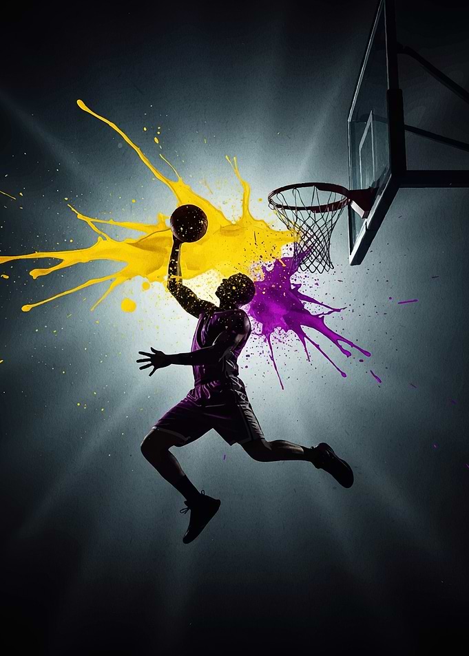 Basketball Player Dunking Paint Splashes