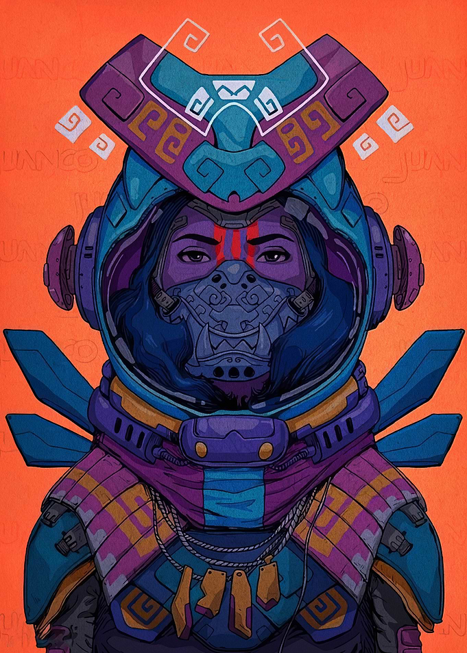 Cyberpunk Samurai Astronaut Portrait