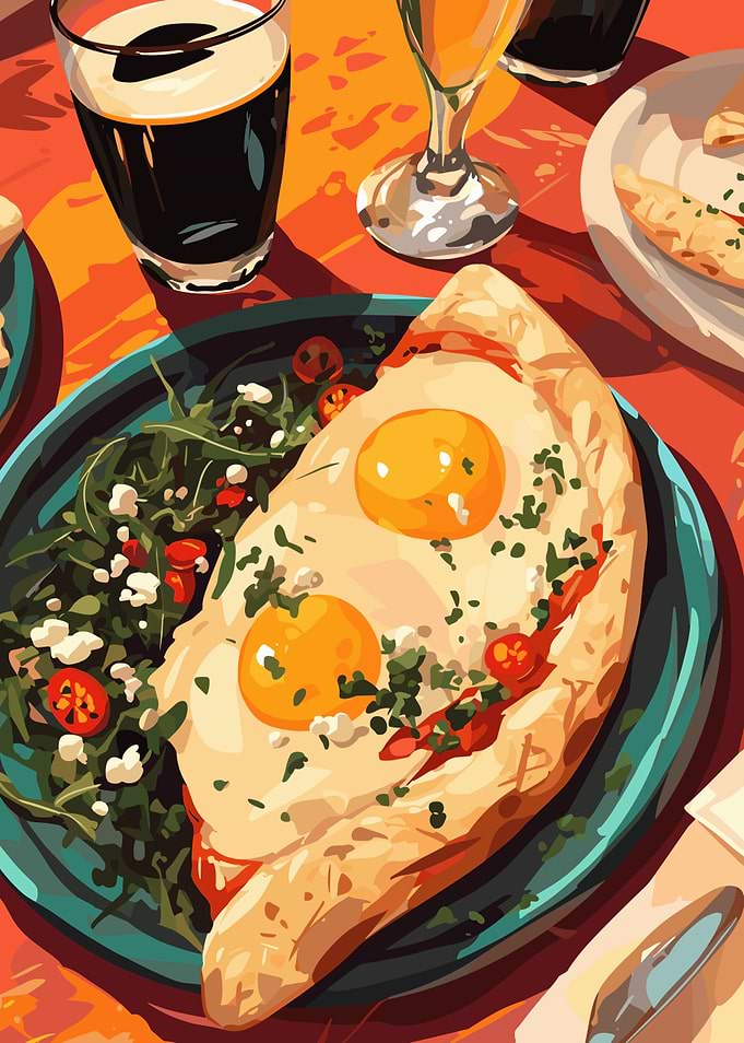 Delicious Brunch with Eggs and Salad