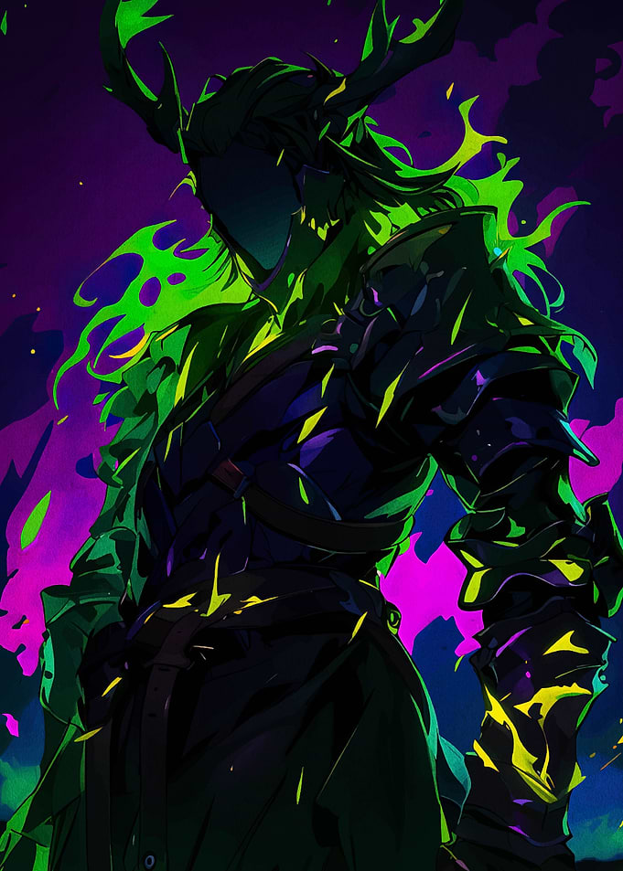 Mysterious Horned Figure in Dark Armor