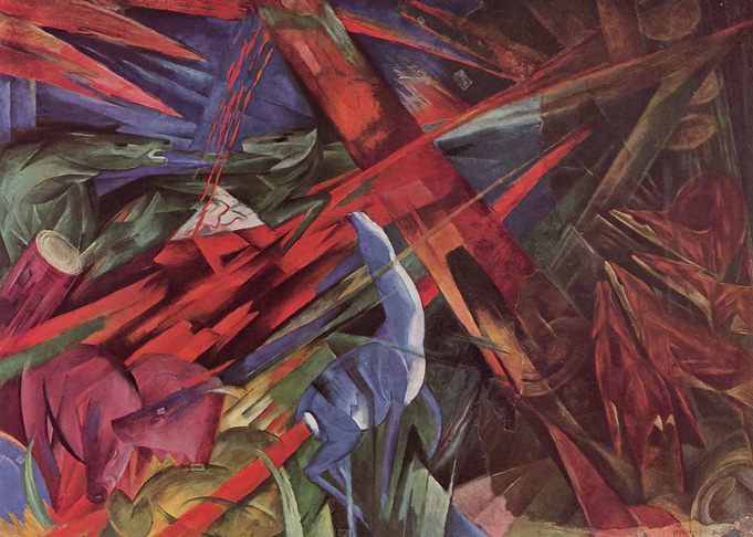 Abstract Animals in Forest Painting by Umberto Boccioni