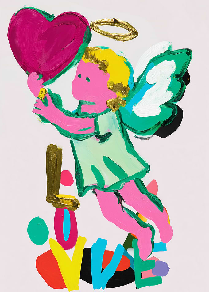 Colorful Angel with Heart and Love