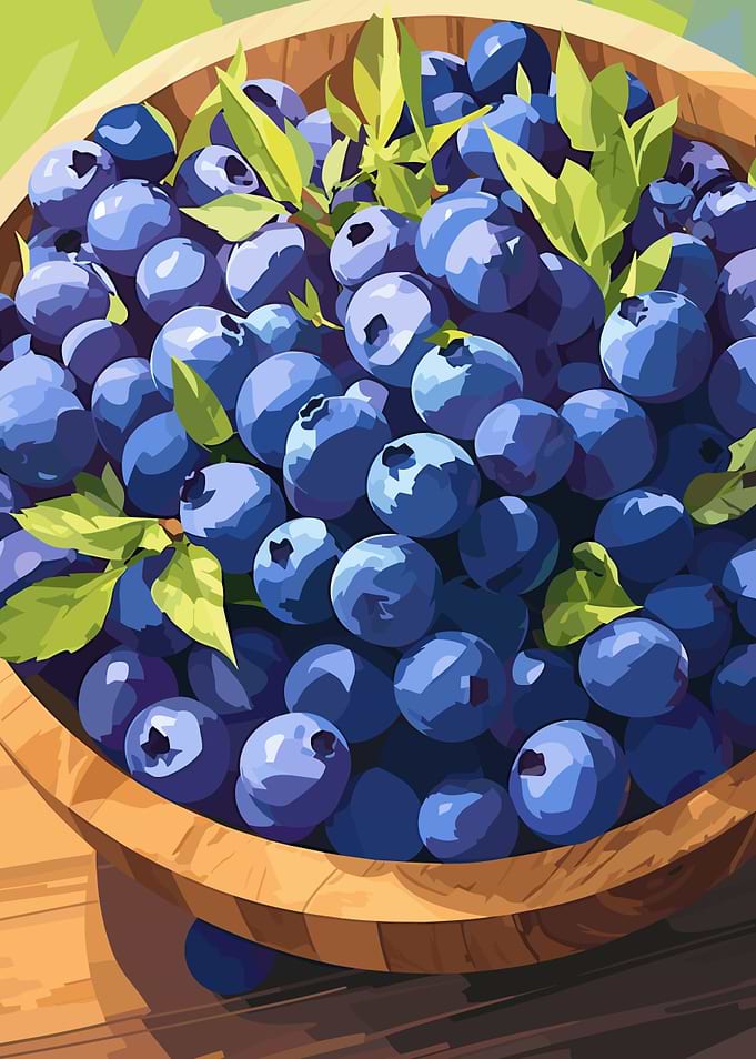 Bowl of Fresh Blueberries Illustration