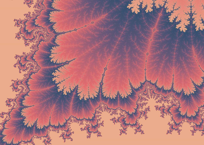 Fractal Art in Coral and Blue