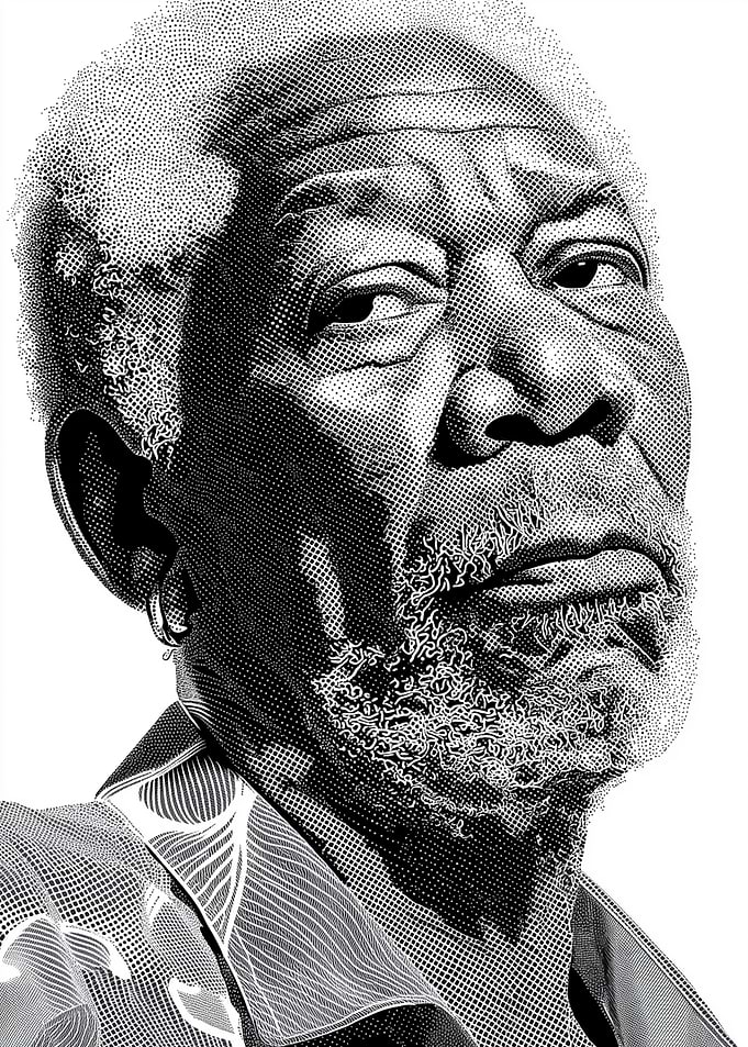 Morgan Freeman Black and White Portrait