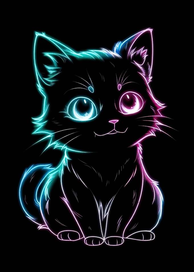 Neon Cat Portrait