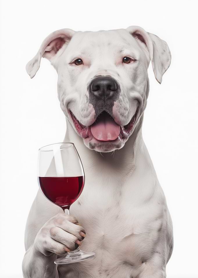 Dogo Argentino dog with Wine Glass