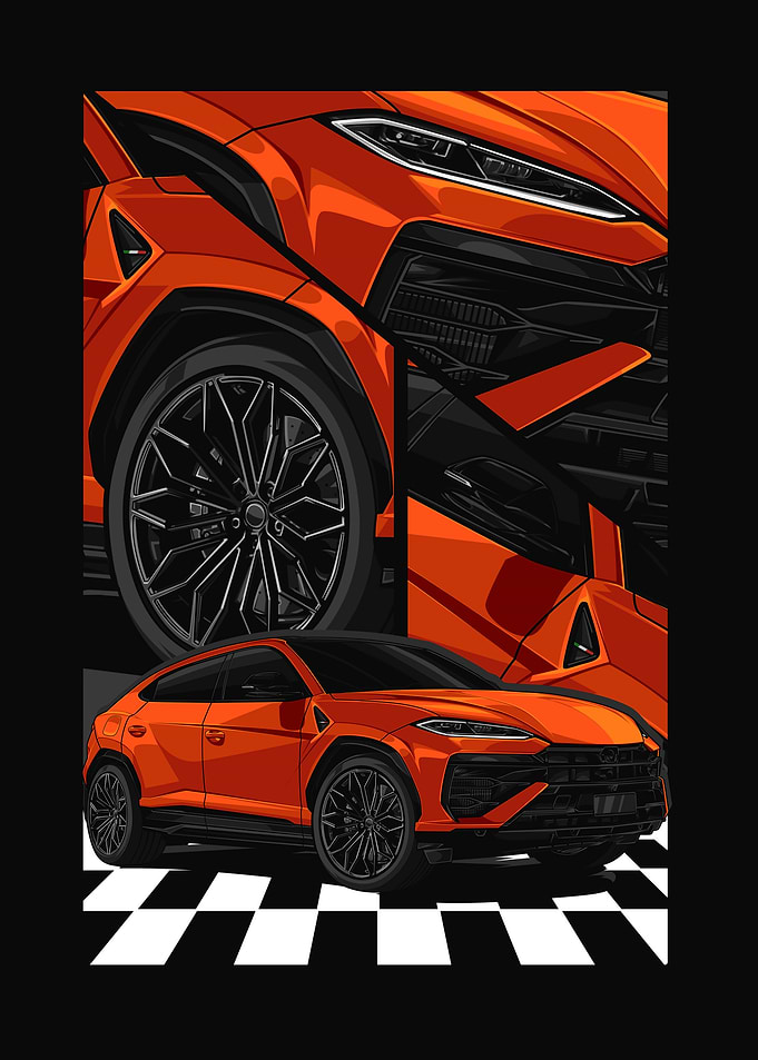 Orange Lamborghini Urus Car Illustration