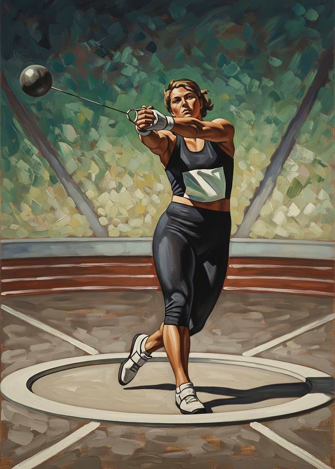 LA LANCIATRICE DEL MARTELLO (The Hammer Thrower) - Original Art Deco Artwork