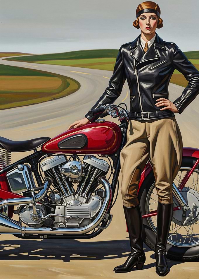 LA MOTOCYCLISTE (The Motorcyclist) - Original Art Deco Artwork