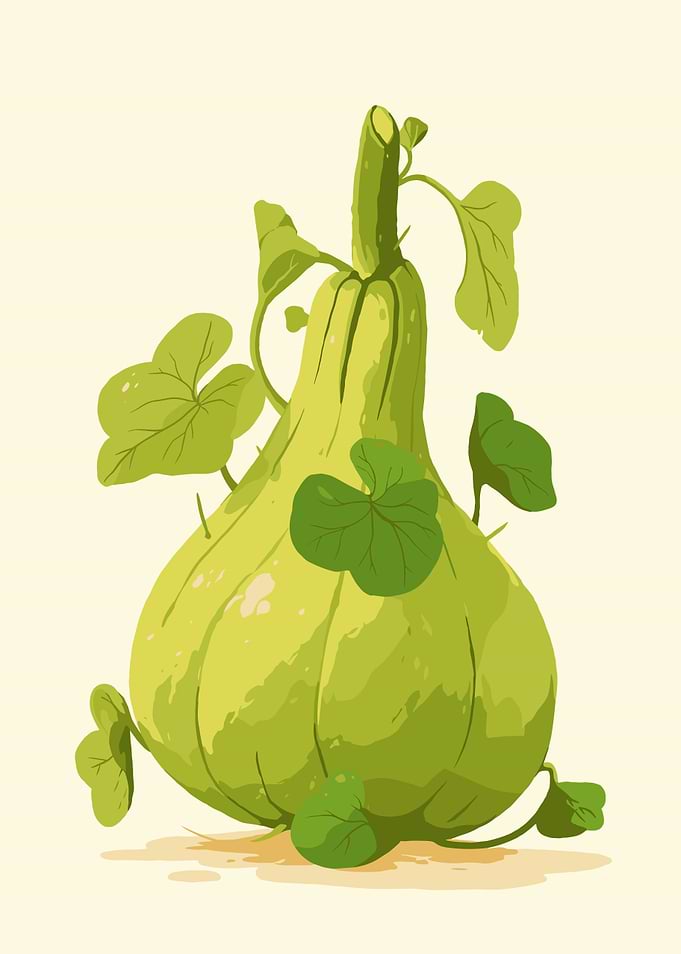 Green Bottle Gourd Illustration