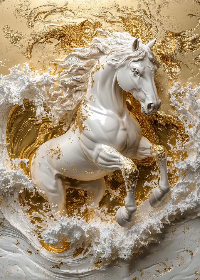 White Horse with Golden Accents