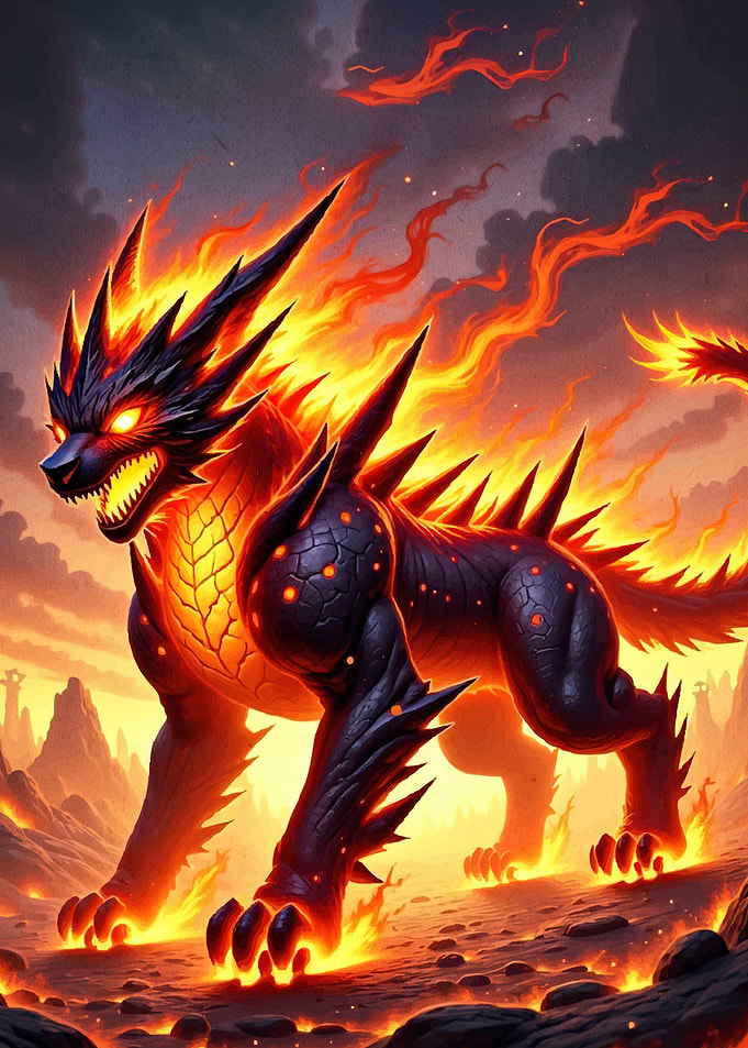 Fiery Wolf Creature