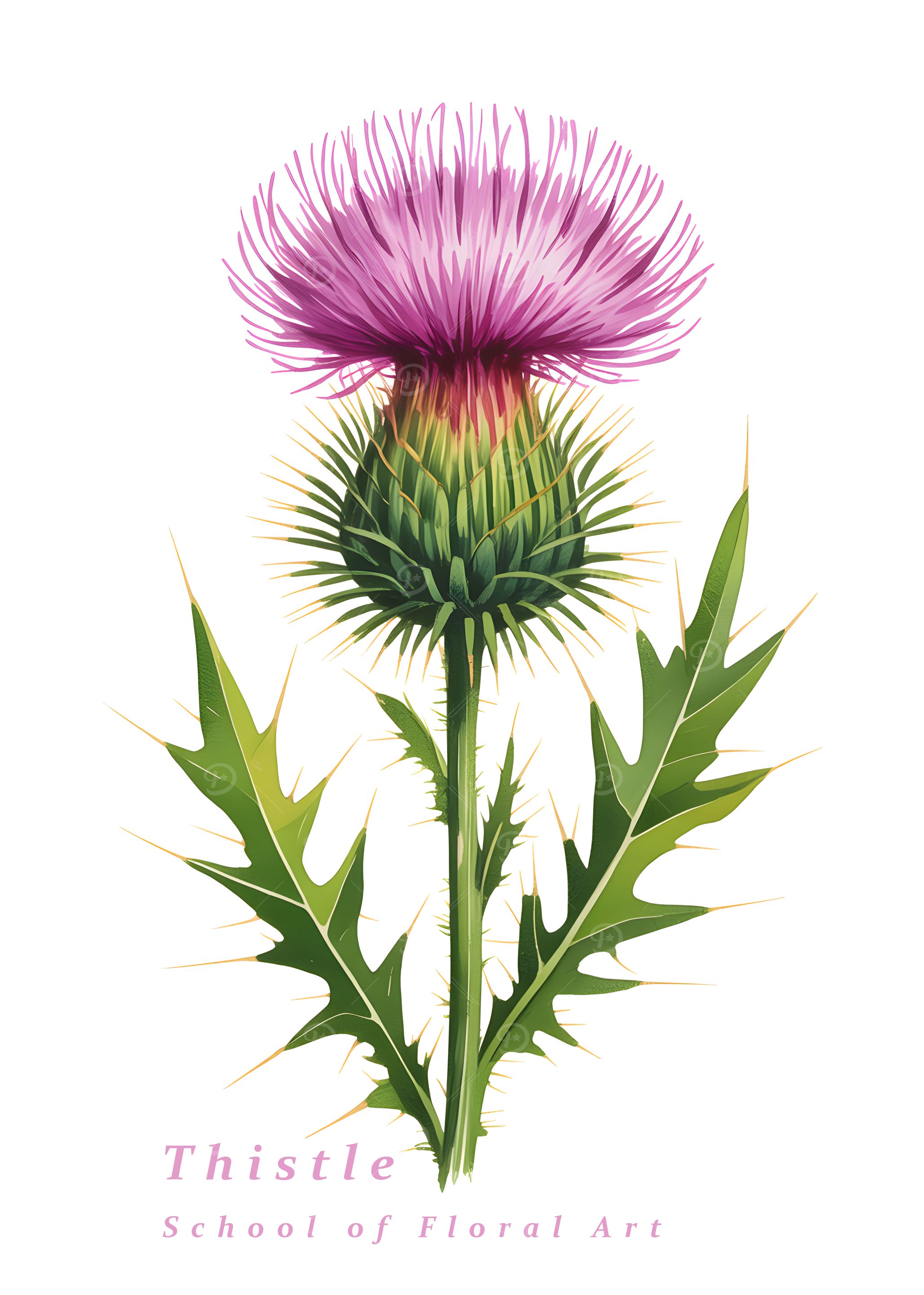 Watercolour Thistle Flower Illustration