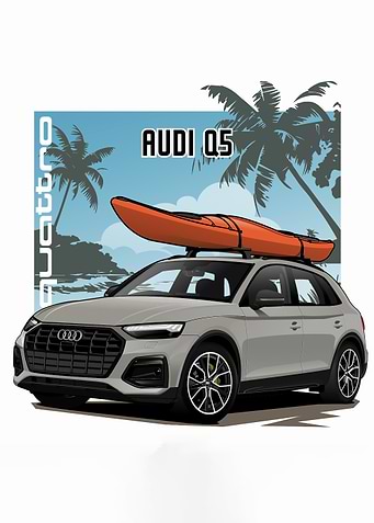 Audi Q5 with Kayak Cartoon Illustration