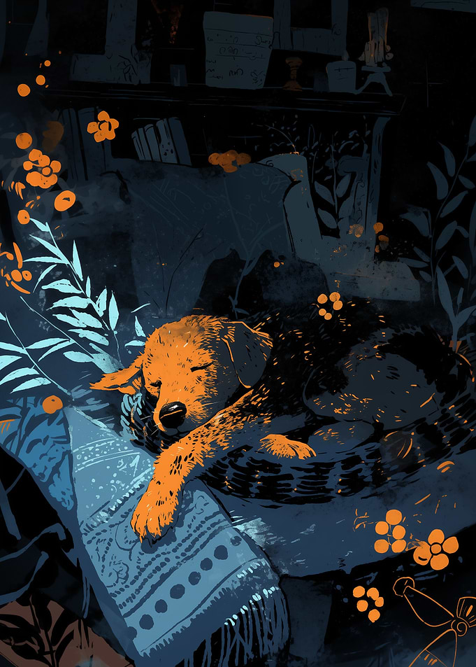 Sleeping Dog Illustration
