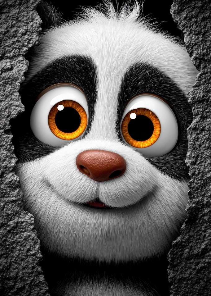 Cartoon Skunk Peeking Through a Hole