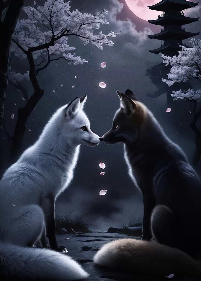 Fox animal moonlight