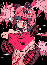 Anime girl with baseball bat and grenades