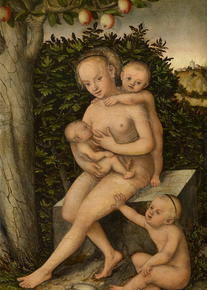 Woman with Three Children Painting