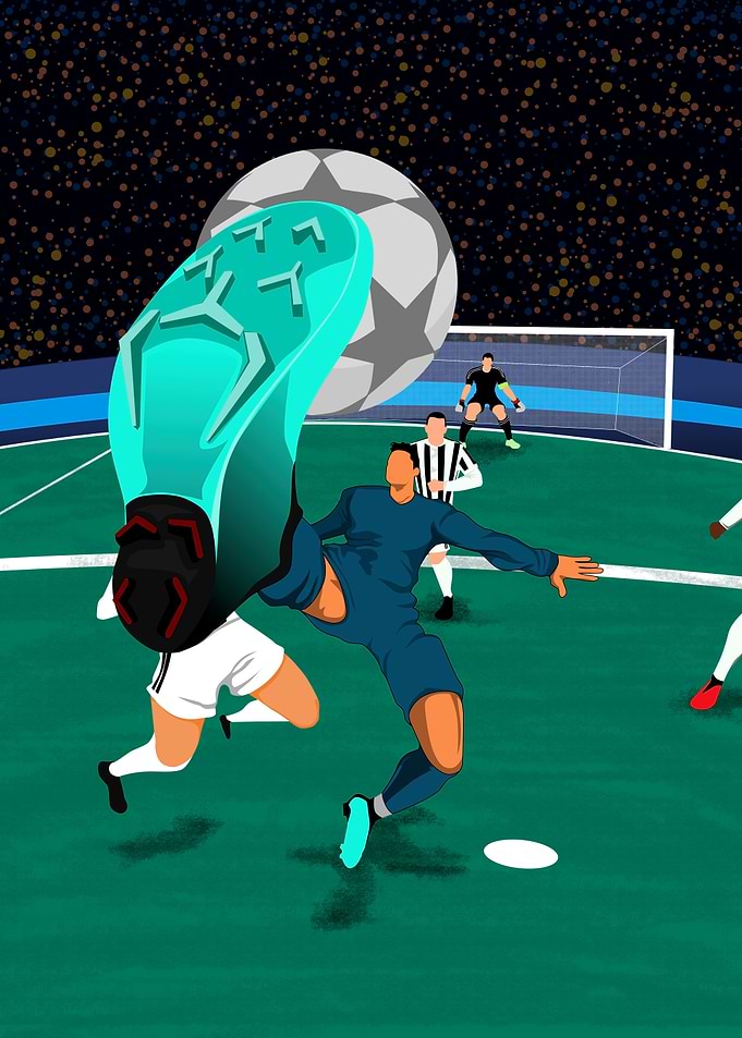 Soccer Player Kicking Ball Illustration