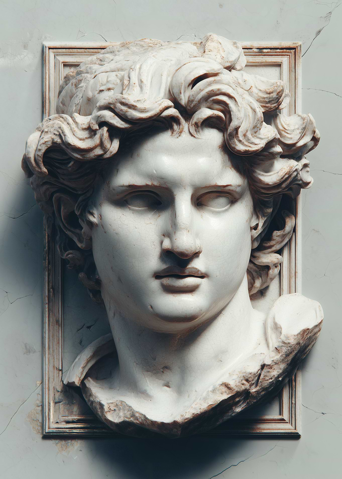 Timeless Marble Bust of a Man in Frame