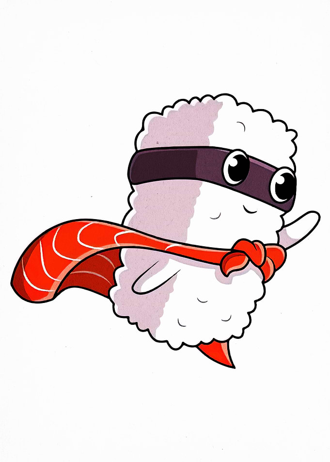Sushi Superhero Cartoon Character
