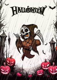 Halloween Grim Reaper in the Rain