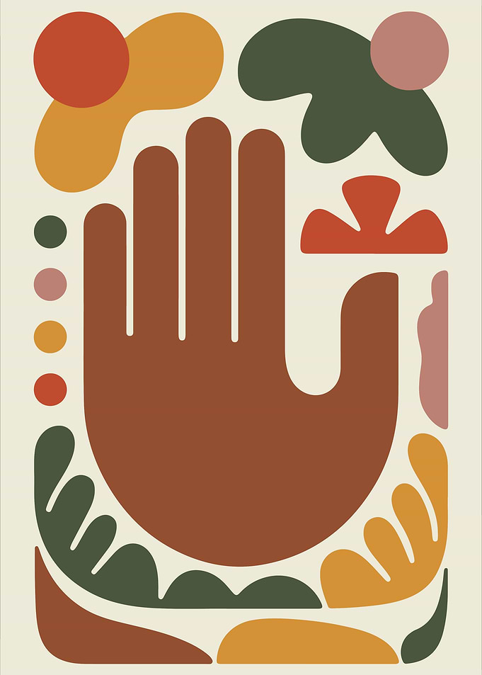Abstract Hand with Geometric Shapes
