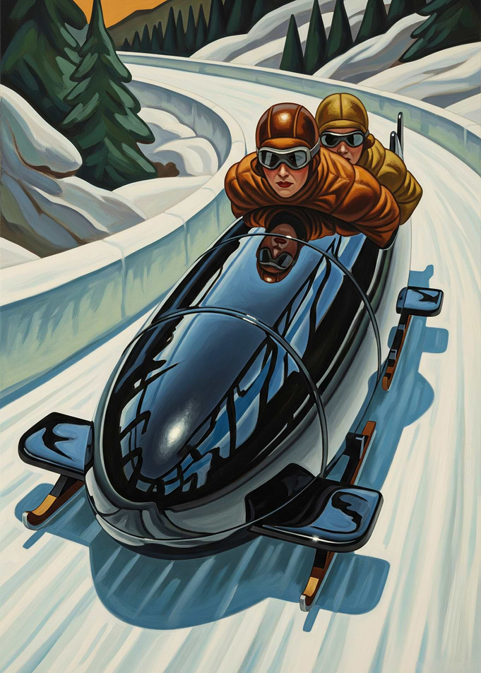 LA BOBEUSE (The Bobsledder) - Original Art Deco Artwork