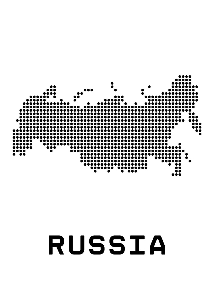 Russia Map Dotted Black and White