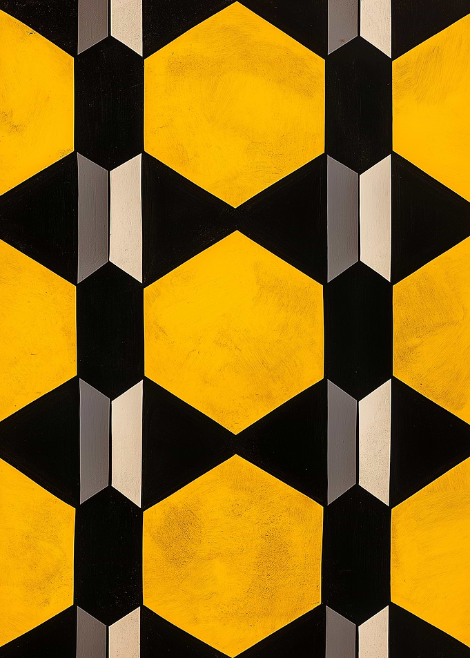 A geometric pattern with interlocking hexagons